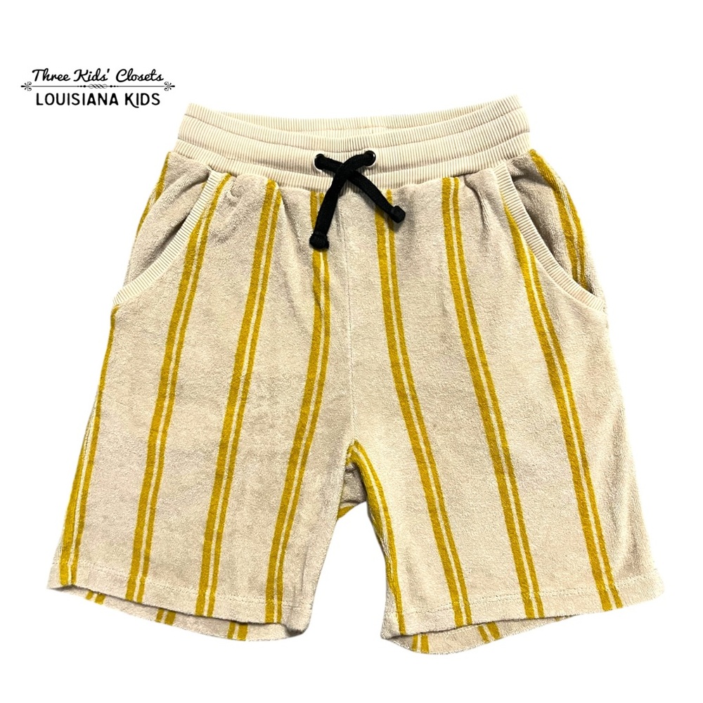 Carlijnq Sz 146/152 (11-12Y) Mustard Striped Terry Shorts